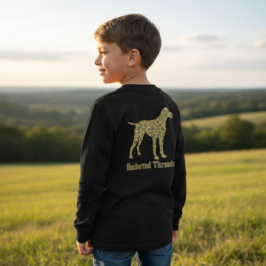 Youth Camo Hunting Dog LS Tee